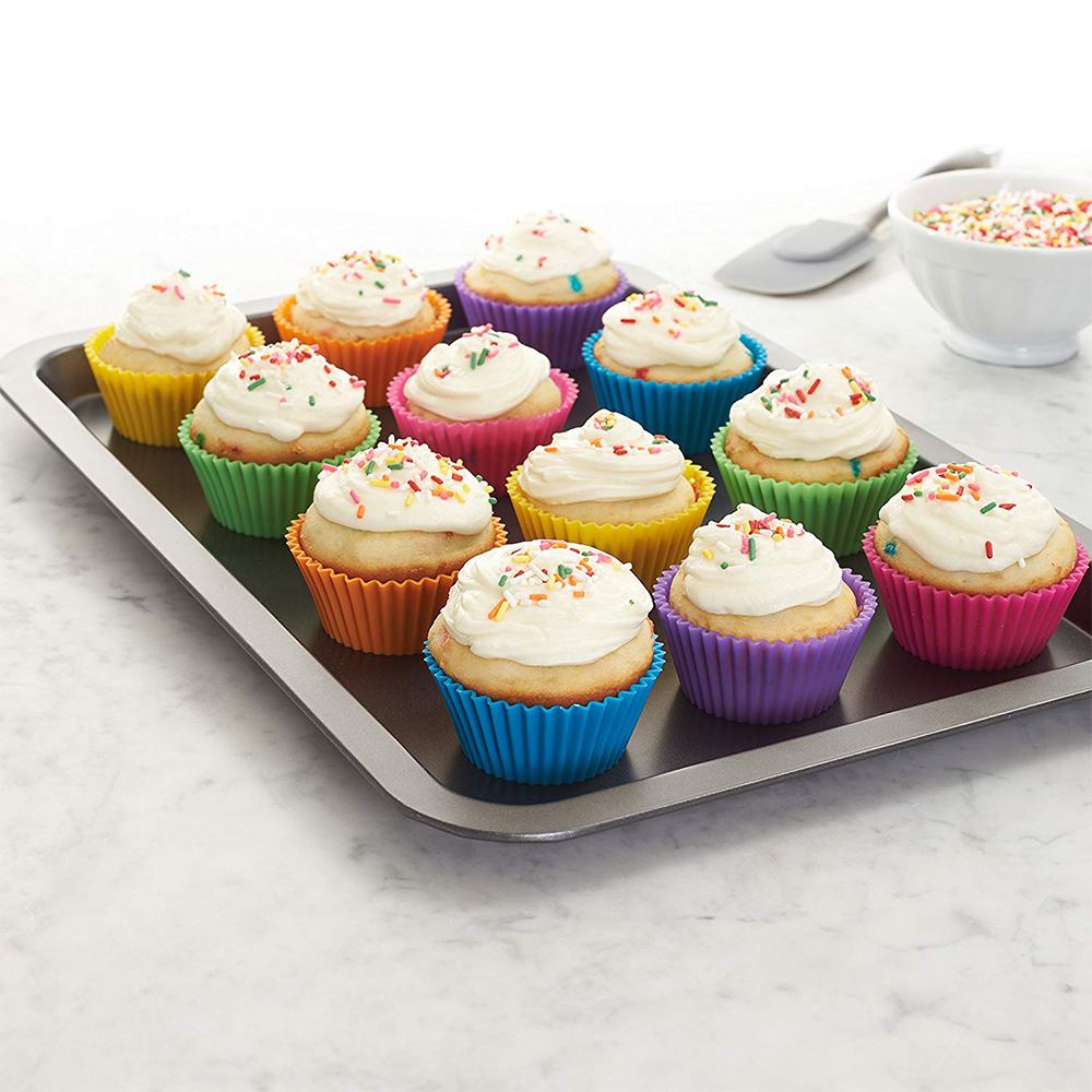 Reusable Silicone Muffin Cups Baking Liners (12 Pack) by HitMyNeed