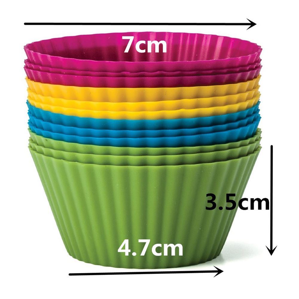 Reusable Silicone Muffin Cups Baking Liners (12 Pack) by HitMyNeed