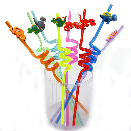 Reusable Spiral Dino Straws Set (8 Pieces) by HitMyNeed