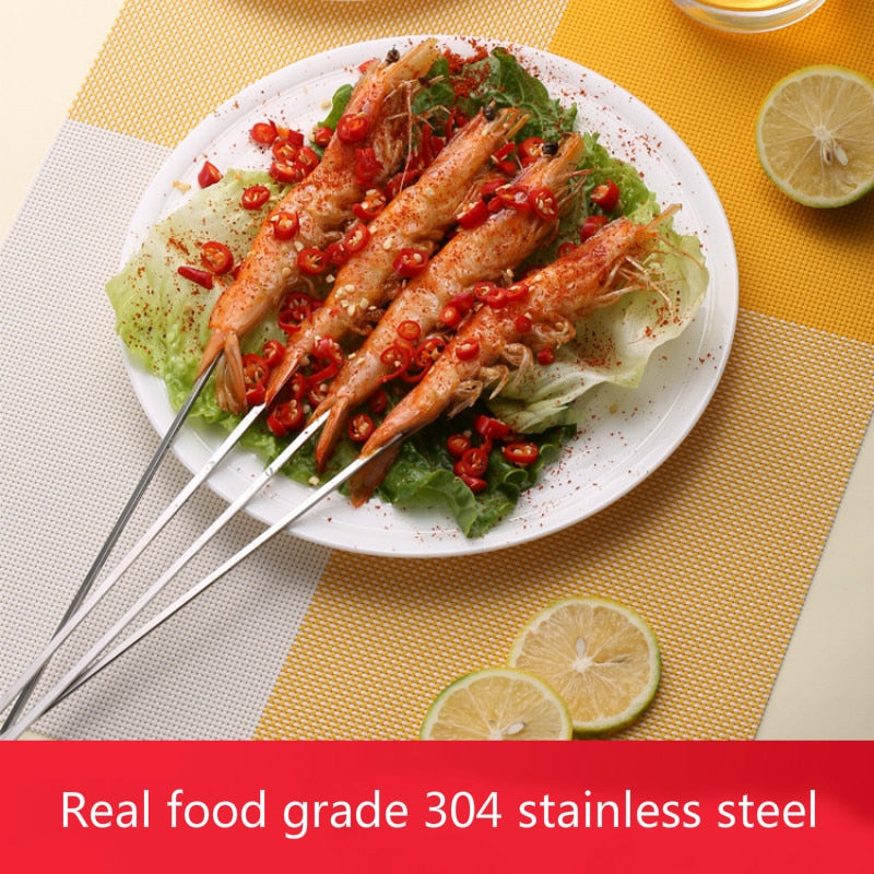 Reusable Stainless Steel BBQ Skewers (10 Pack) by HitMyNeed