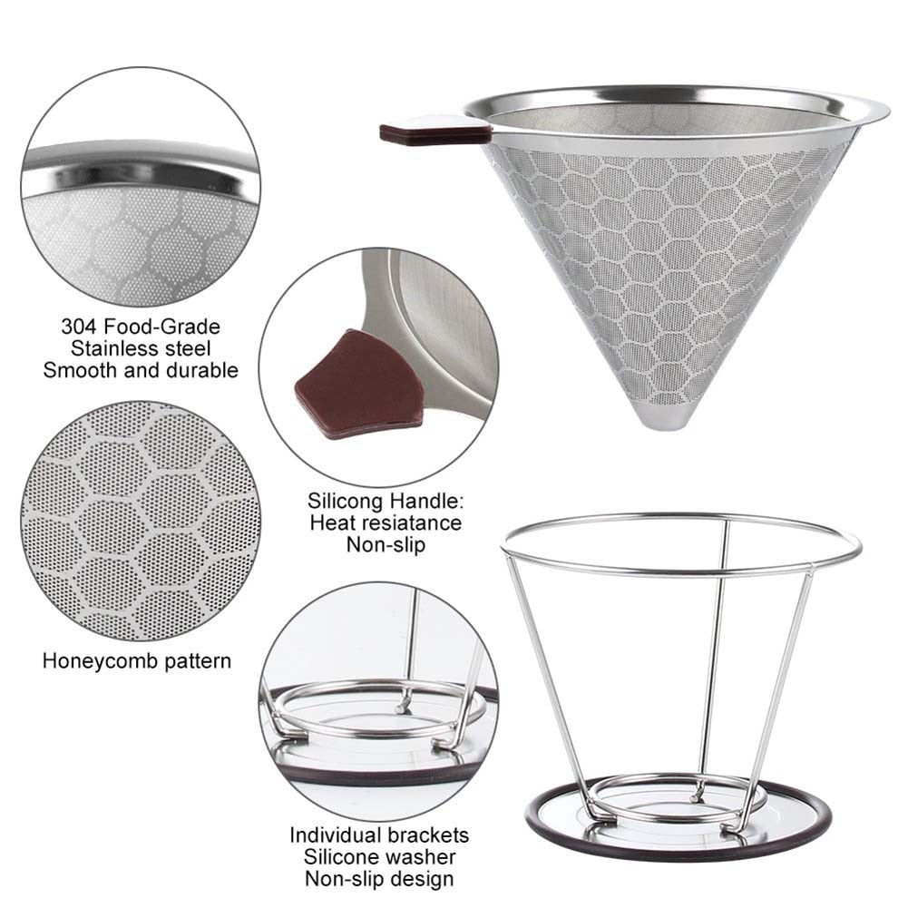 Reusable Stainless Steel Coffee Dripper Cone Filter by HitMyNeed