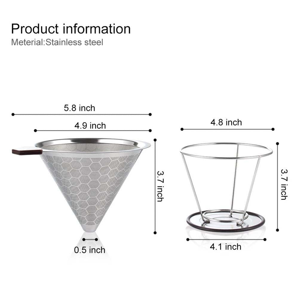 Reusable Stainless Steel Coffee Dripper Cone Filter by HitMyNeed