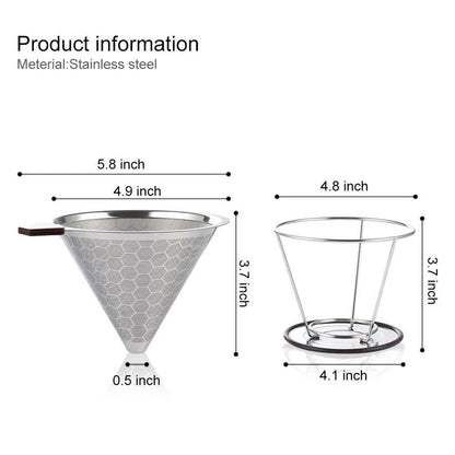 Reusable Stainless Steel Coffee Dripper Cone Filter by HitMyNeed