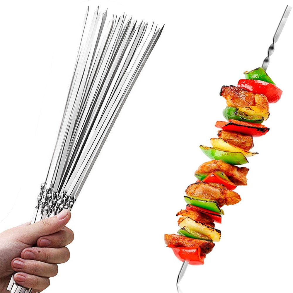 Reusable Stainless Steel Grill Skewers (20 Pack) by HitMyNeed