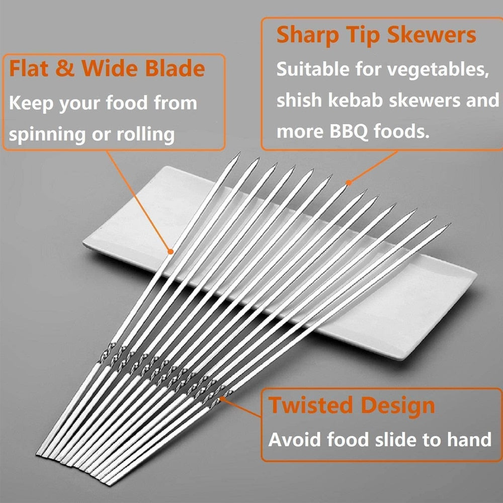 Reusable Stainless Steel Grill Skewers (20 Pack) by HitMyNeed