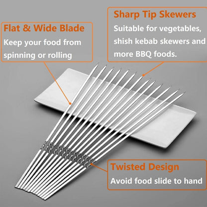 Reusable Stainless Steel Grill Skewers (20 Pack) by HitMyNeed