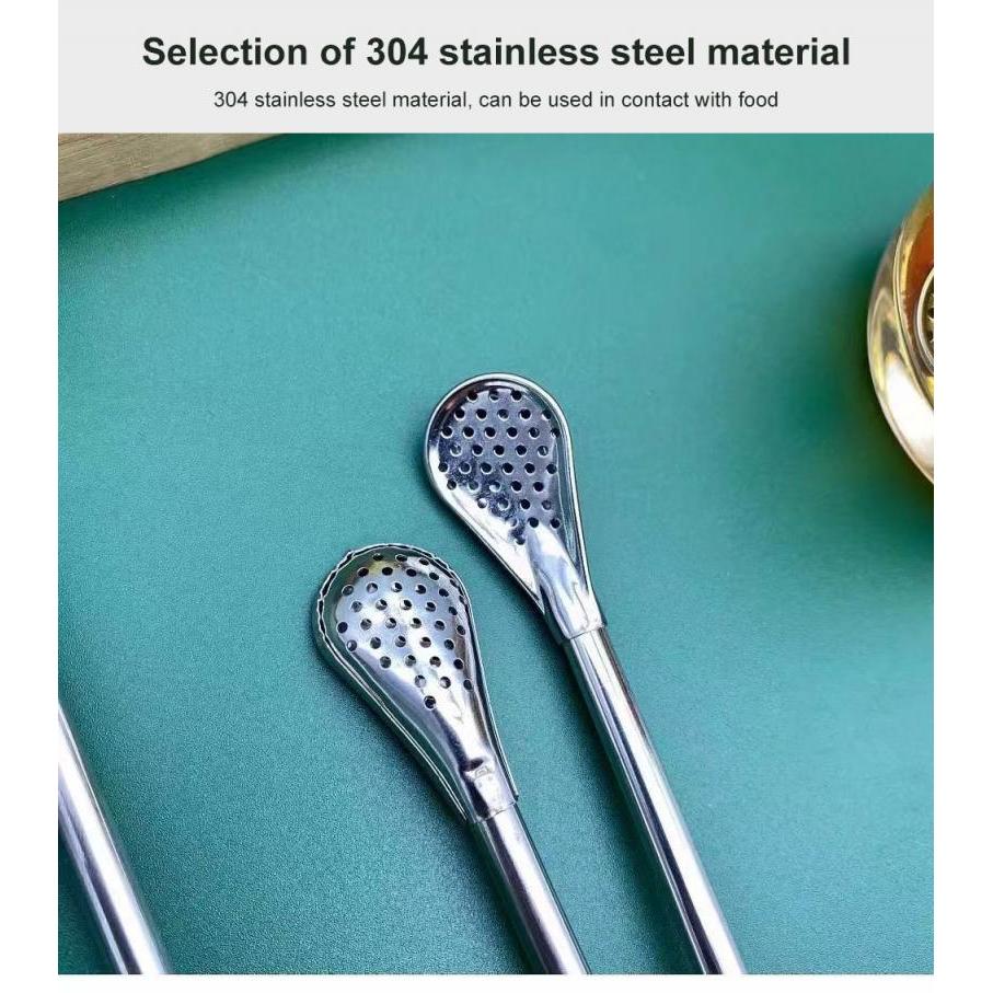 Reusable Stainless Steel Tea Straw with Filter Spoon by HitMyNeed