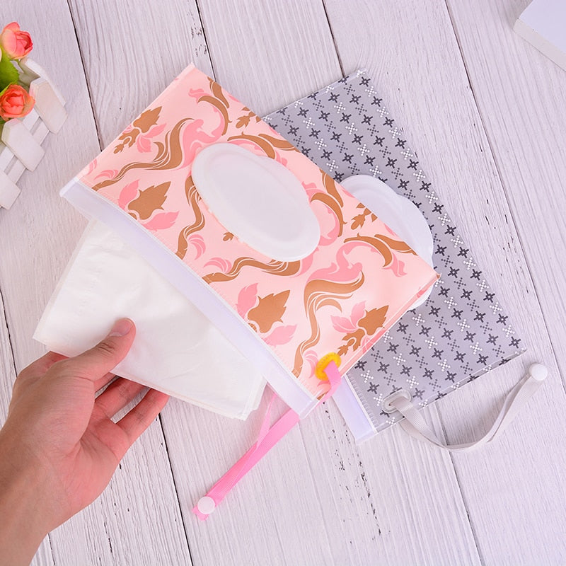 Reusable Wet Wipes Case with Ziplock & Strap by HitMyNeed