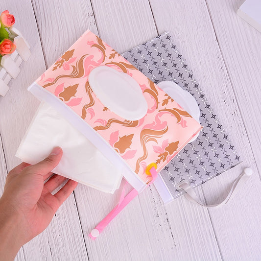 Reusable Wet Wipes Case with Ziplock & Strap by HitMyNeed