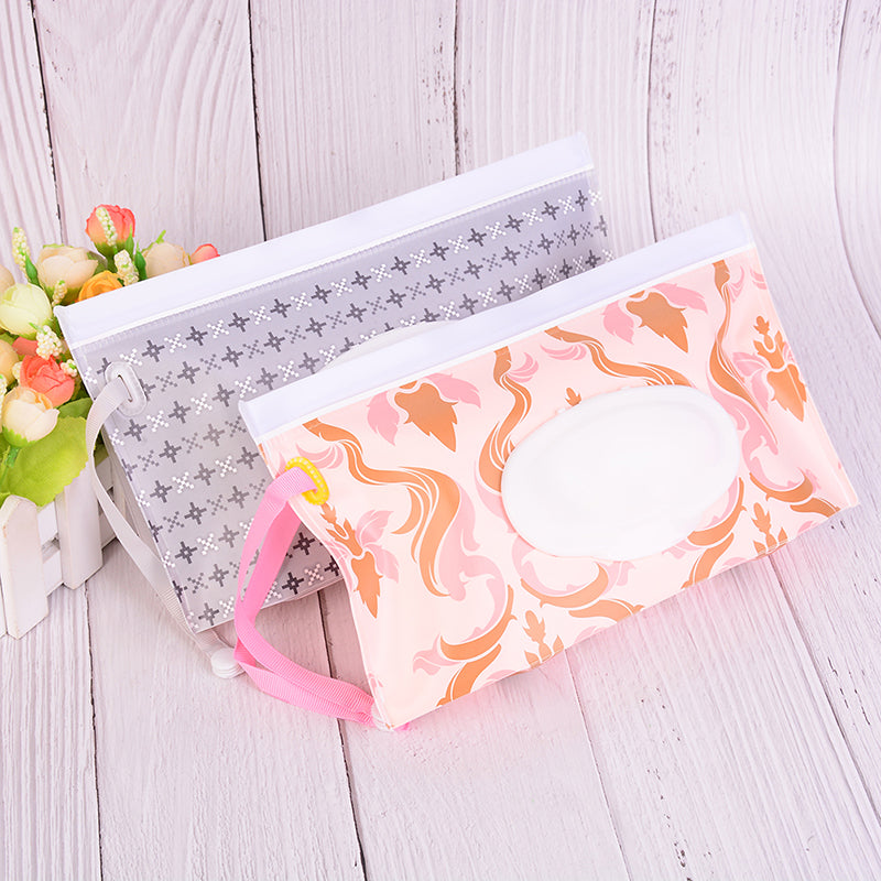 Reusable Wet Wipes Case with Ziplock & Strap by HitMyNeed