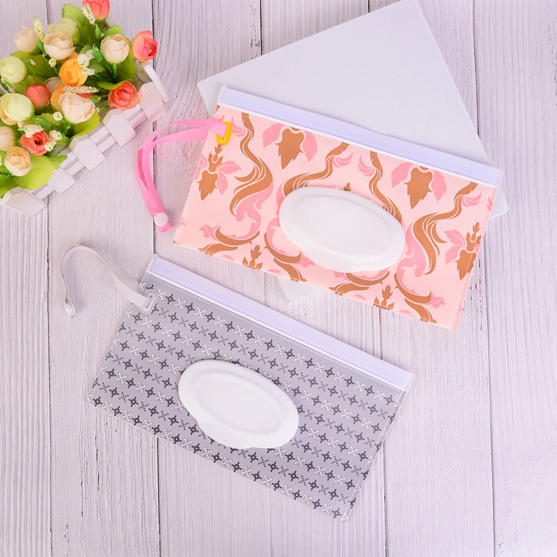 Reusable Wet Wipes Case with Ziplock & Strap by HitMyNeed