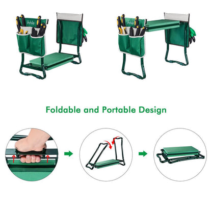Reversible Garden Kneeler and Seat with Tool Pouch by HitMyNeed