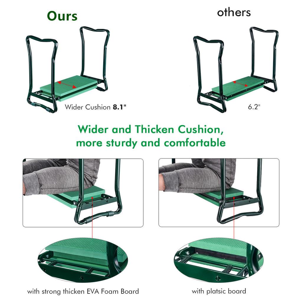 Reversible Garden Kneeler and Seat with Tool Pouch by HitMyNeed
