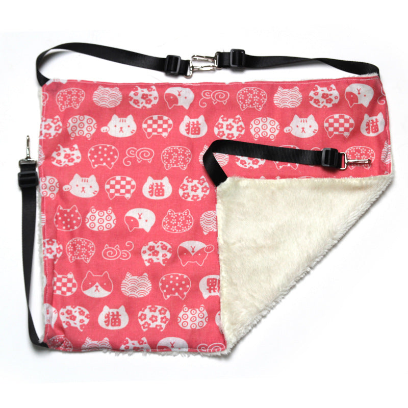 Reversible Soft Cat Cage Hammock Bed pink-lucky-cat l60x50cm by HitMyNeed