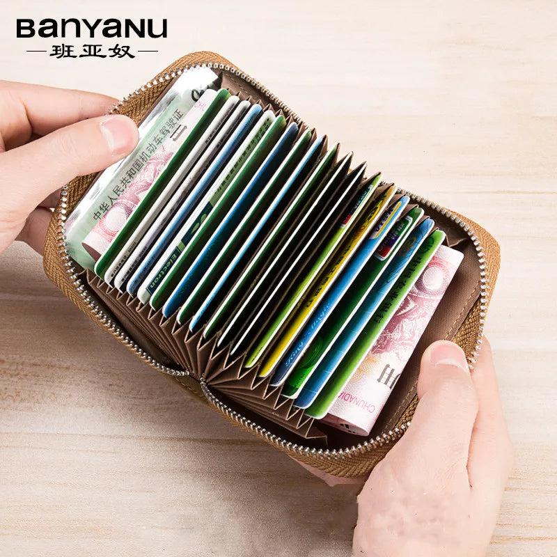 RFID Blocking Leather Zipper Card Holder Wallet by HitMyNeed
