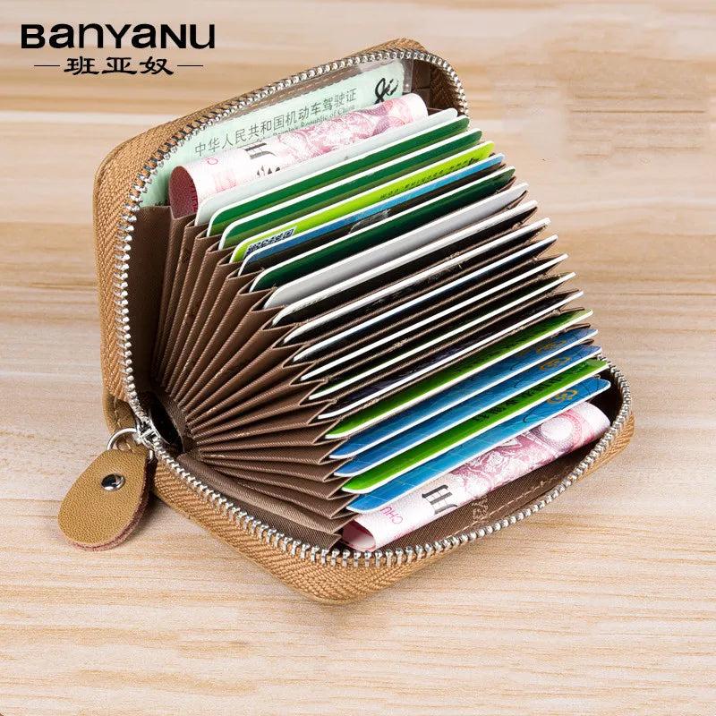 RFID Blocking Leather Zipper Card Holder Wallet by HitMyNeed