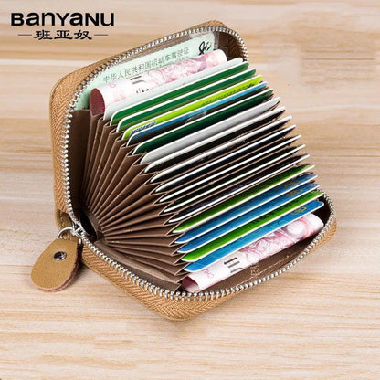 RFID Blocking Leather Zipper Card Holder Wallet by HitMyNeed