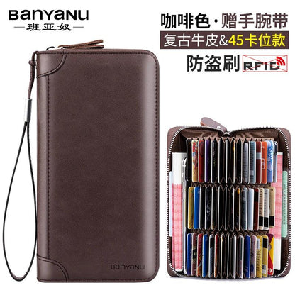 RFID Blocking Leather Zipper Card Holder Wallet coffee-45 by HitMyNeed