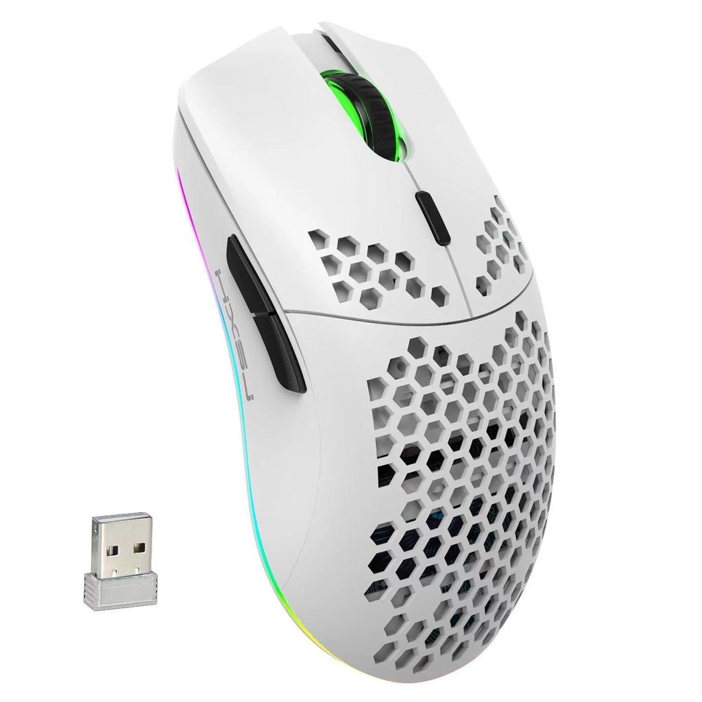 RGB 2.4G Wireless Gaming Mouse with Adjustable DPI white by HitMyNeed