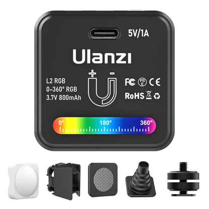 RGB Mini COB Camera Light with 360° Color & Effects by HitMyNeed