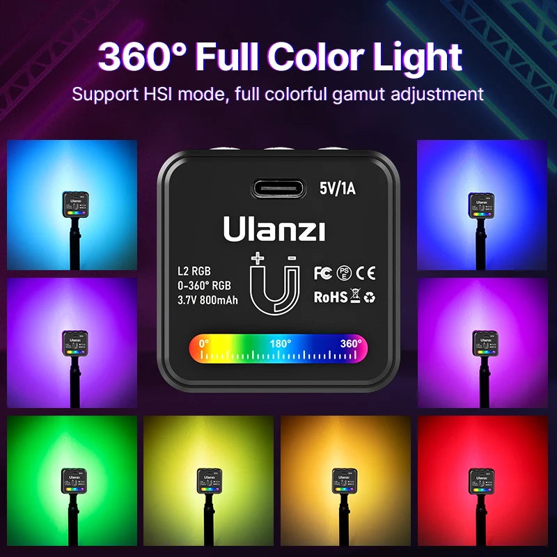 RGB Mini COB Camera Light with 360° Color & Effects by HitMyNeed
