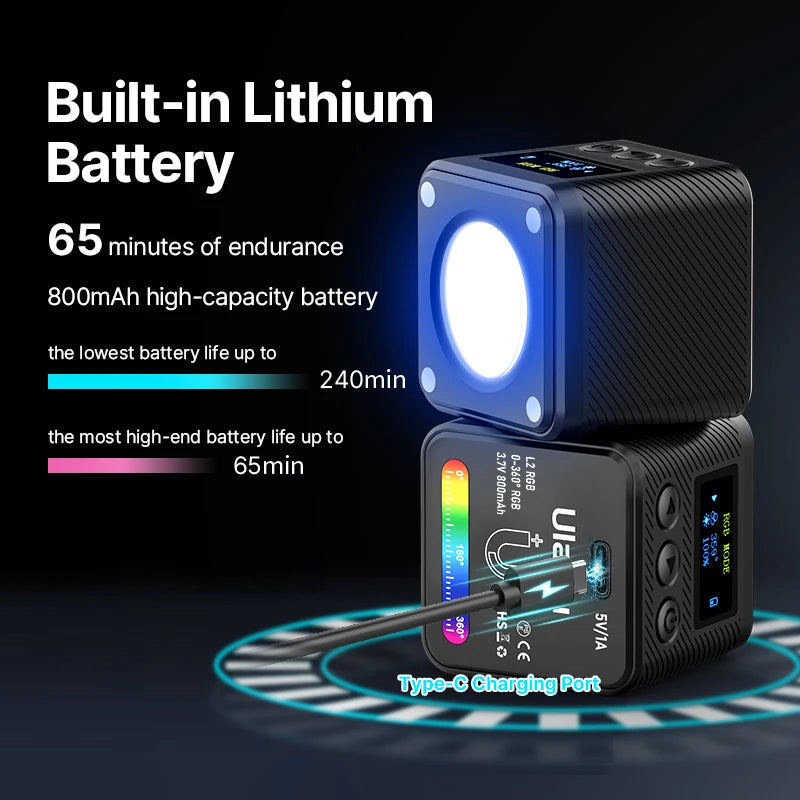 RGB Mini COB Camera Light with 360° Color & Effects by HitMyNeed