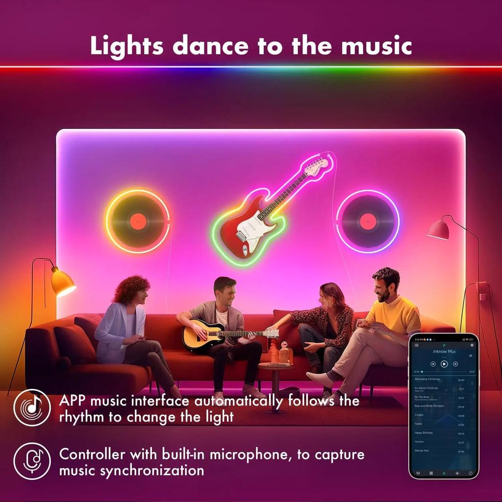 RGB Neon Rope Lights with Music Sync & App Control 40m-2-rolls by HitMyNeed
