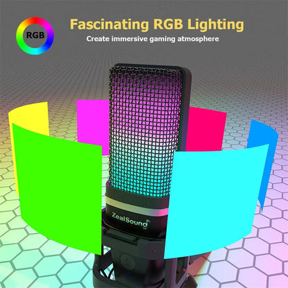 RGB USB Condenser Microphone Kit with Arm & Tripod by HitMyNeed