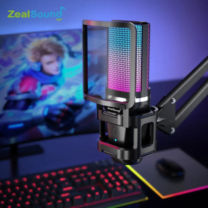 RGB USB Condenser Microphone Kit with Arm & Tripod by HitMyNeed