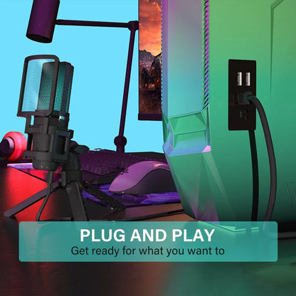 RGB USB Condenser Microphone Kit with Arm & Tripod by HitMyNeed