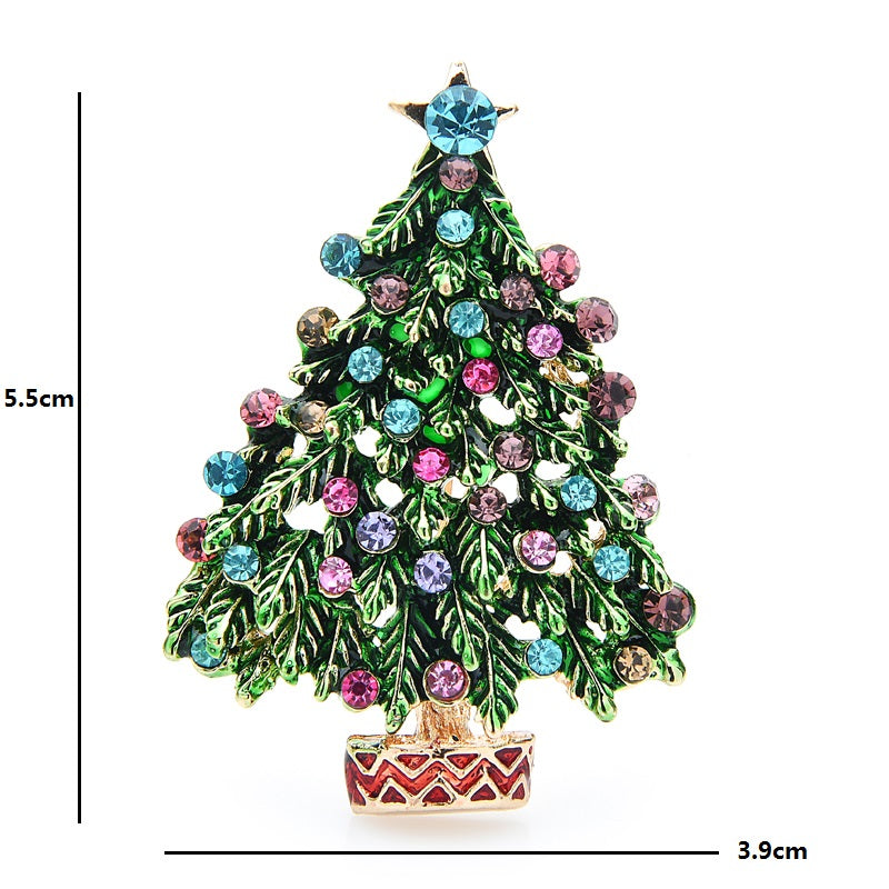 Rhinestone Christmas Tree Brooch Pin by HitMyNeed