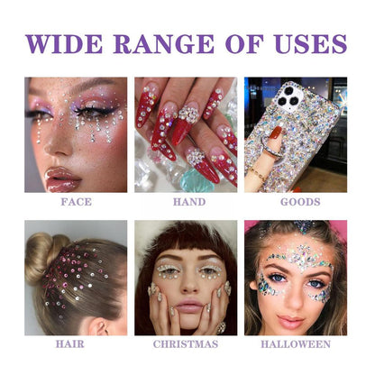 Rhinestone Eye Gems Face Charm Set with Glue by HitMyNeed
