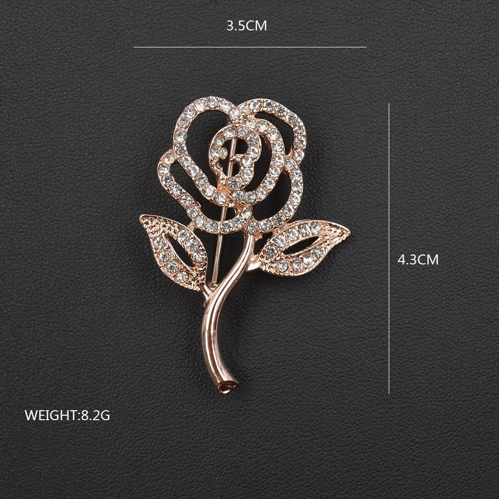 Rhinestone Flower Brooch for Women by HitMyNeed
