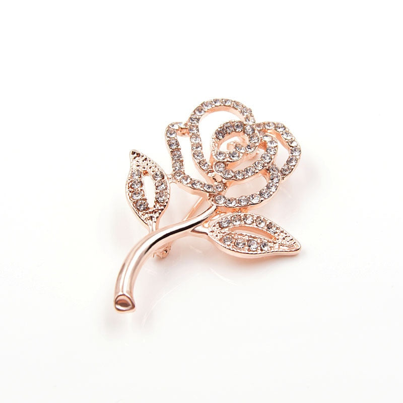 Rhinestone Flower Brooch for Women by HitMyNeed