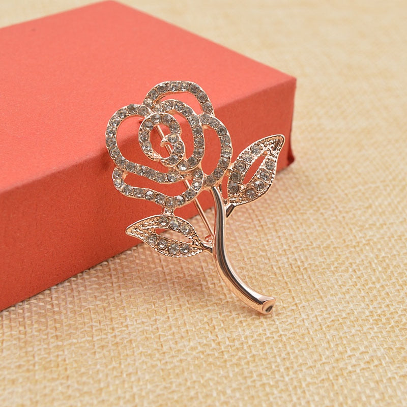 Rhinestone Flower Brooch for Women by HitMyNeed