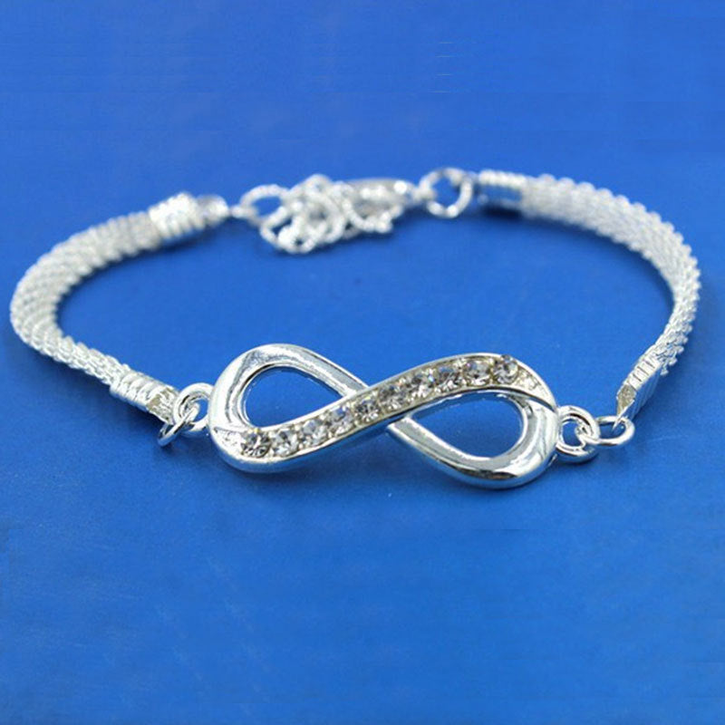 Rhinestone Infinity Bracelet with Number 8 Charm by HitMyNeed
