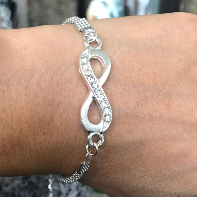 Rhinestone Infinity Bracelet with Number 8 Charm by HitMyNeed