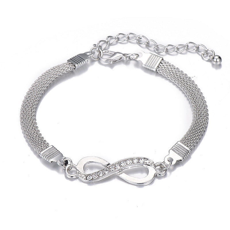 Rhinestone Infinity Bracelet with Number 8 Charm by HitMyNeed