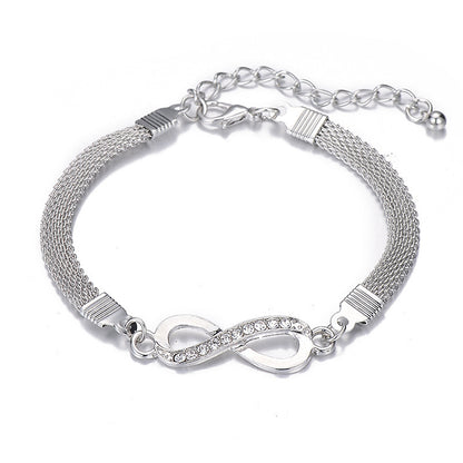 Rhinestone Infinity Bracelet with Number 8 Charm by HitMyNeed