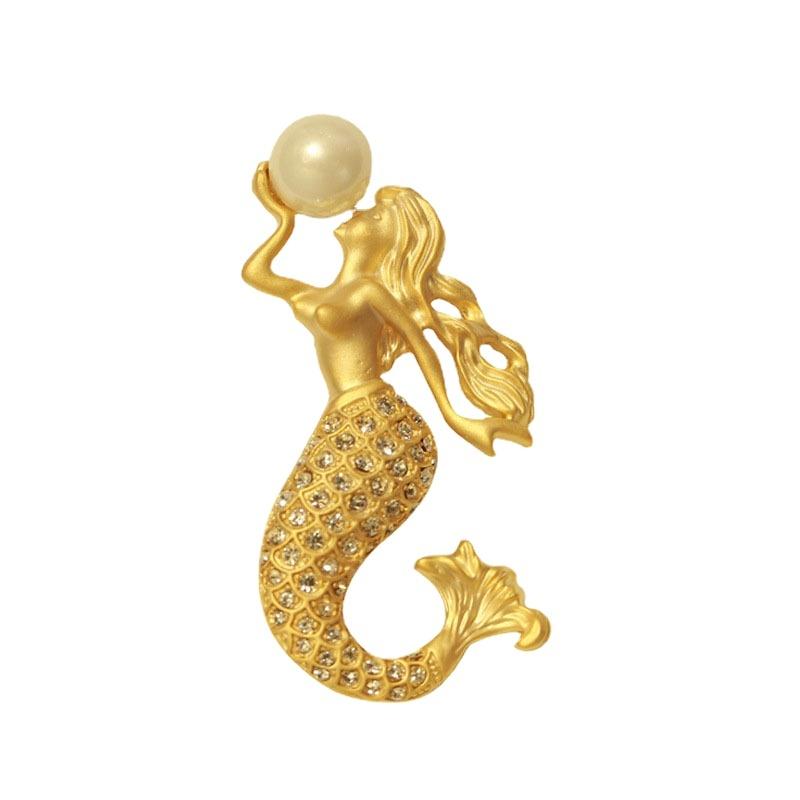 Rhinestone Mermaid Brooch Pin, 6cm by HitMyNeed