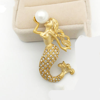 Rhinestone Mermaid Brooch Pin, 6cm by HitMyNeed