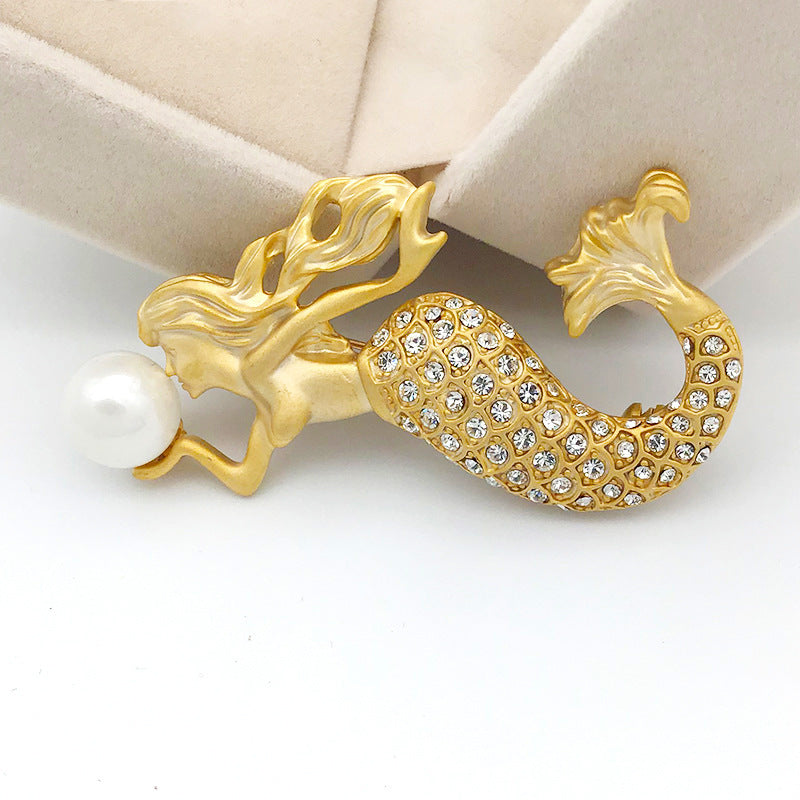Rhinestone Mermaid Brooch Pin, 6cm by HitMyNeed