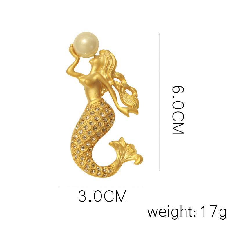 Rhinestone Mermaid Brooch Pin, 6cm by HitMyNeed