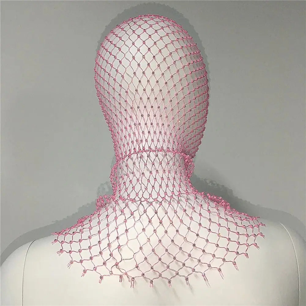 Rhinestone Mesh Turban Mask Headwrap for Women by HitMyNeed