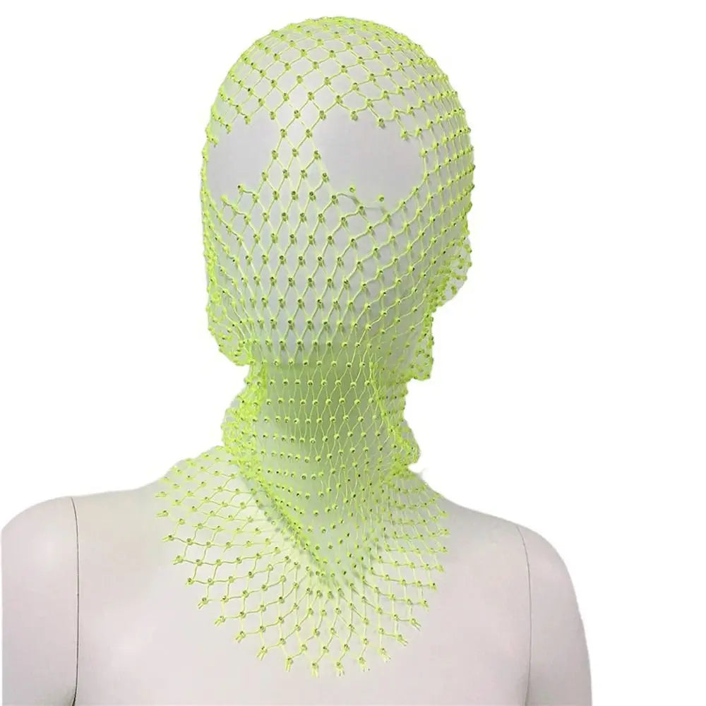 Rhinestone Mesh Turban Mask Headwrap for Women green by HitMyNeed