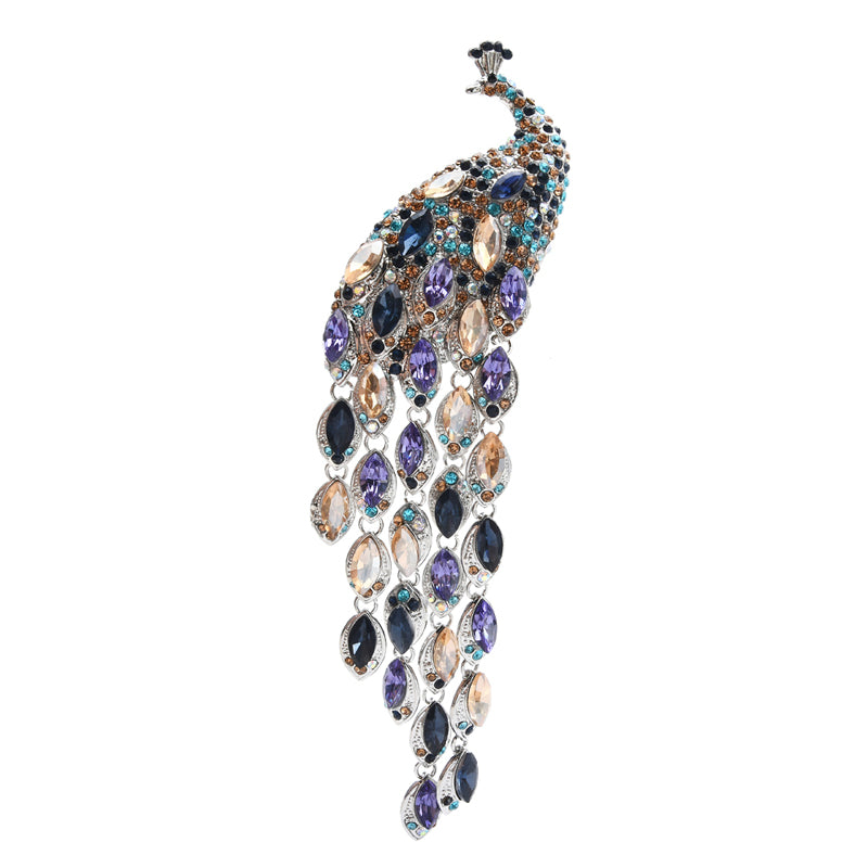Rhinestone Peacock Brooch Pin for Women by HitMyNeed