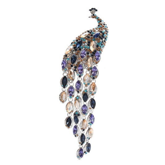 Rhinestone Peacock Brooch Pin for Women by HitMyNeed