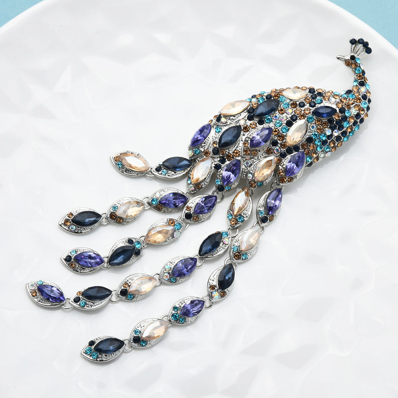 Rhinestone Peacock Brooch Pin for Women by HitMyNeed