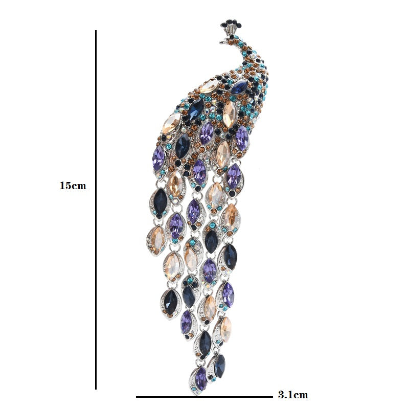 Rhinestone Peacock Brooch Pin for Women by HitMyNeed