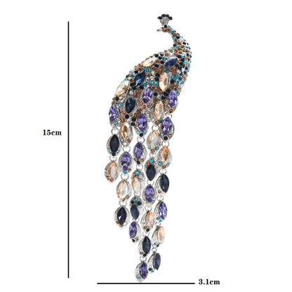 Rhinestone Peacock Brooch Pin for Women by HitMyNeed